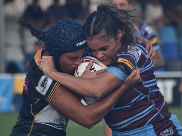 Capras second rower Tarni Smith puts in a determined run. Photo: Pam McKay