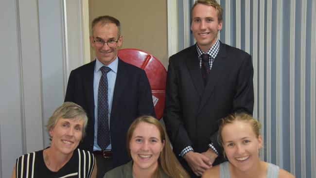 Harriet Hudson (front-right) was cheered on from the other side of the world by (clockwise from left) dad Lynton, mum Louise, and siblings Ella and William Hudson. Picture: file