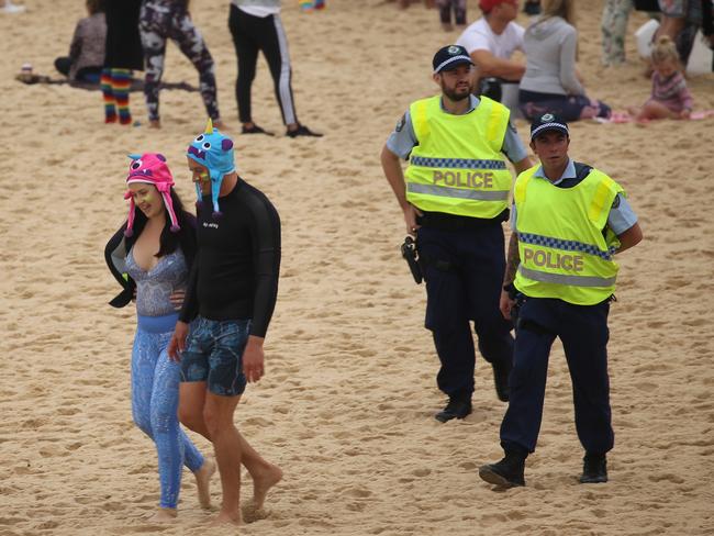 Foggy start at Bondi for the royal visit , small crowds about. Picture: John Grainger