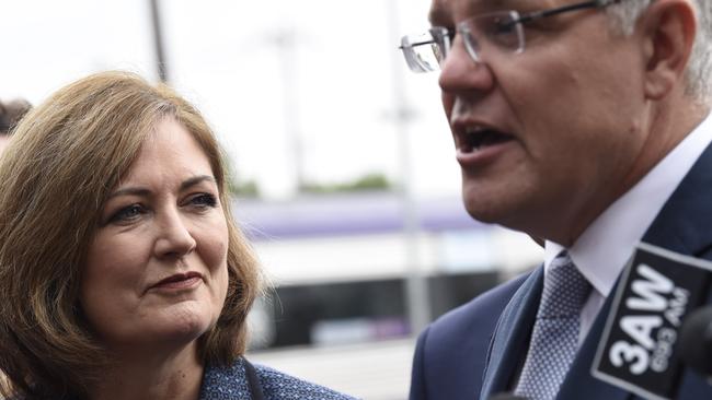 MP Sarah Henderson and Prime Minister Scott Morrison. Picture: Alan Barber