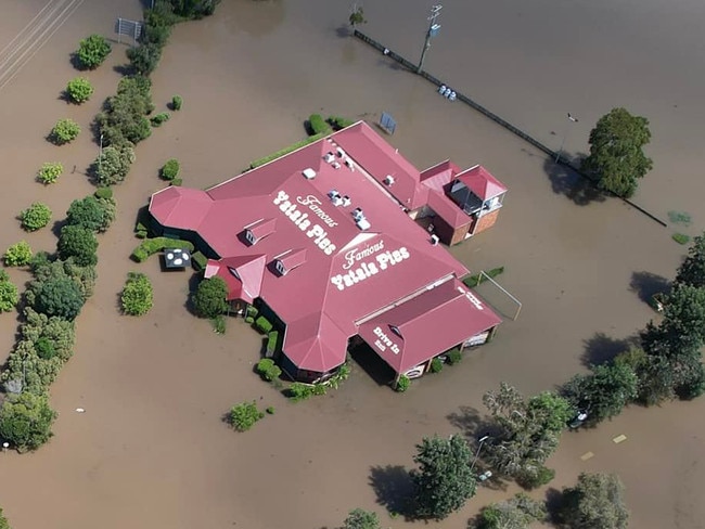 The Yatala Pies surrounded by flood waters on Monday. Picture: Matthew Patrick