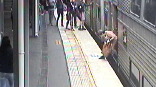 The woman barely has time to react. Picture: Sydney Trains