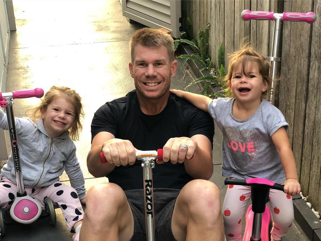 David Warner and his daughters enact signature step of 'Bala