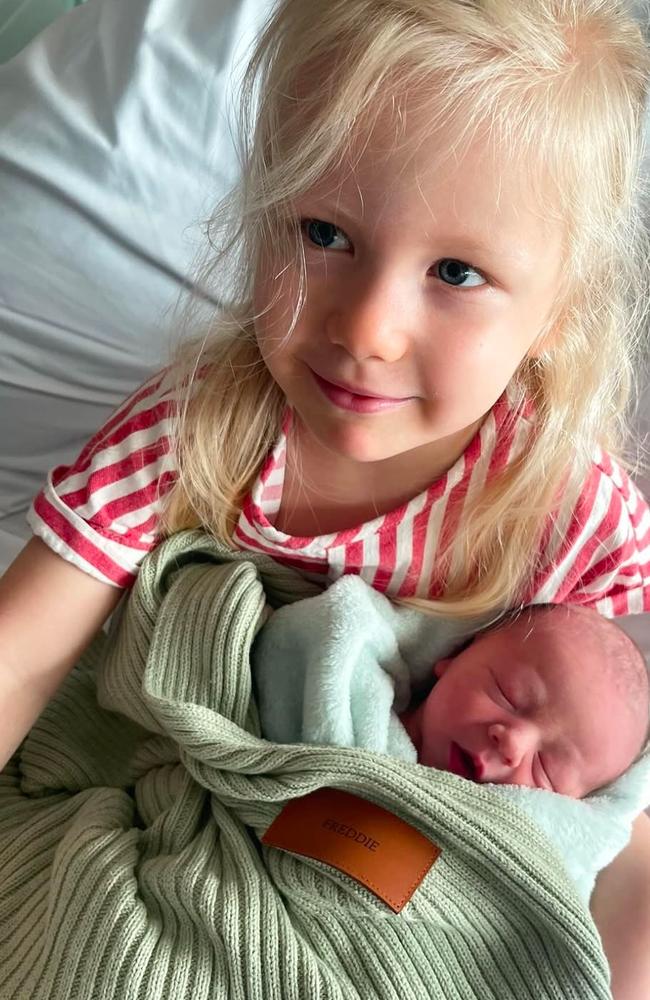 Jules Neale posted a picture of her daughter Piper with her new brother Freddie. Picture: Instagram