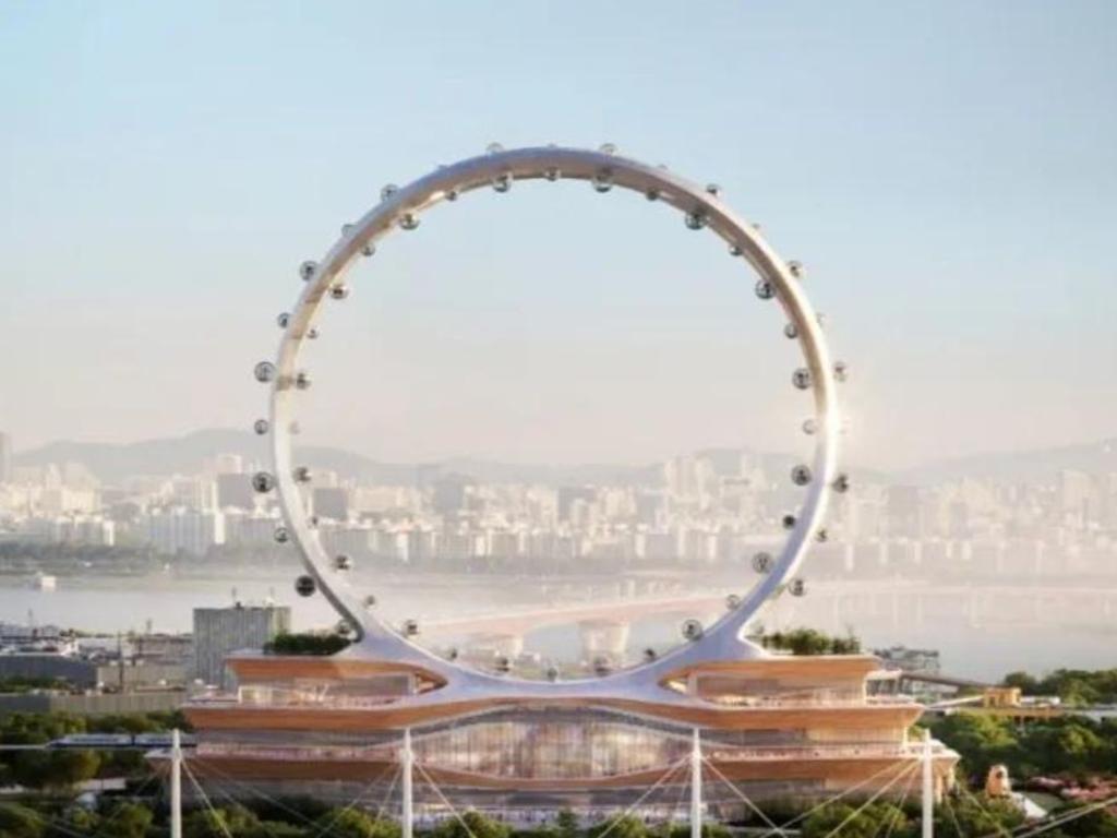 Sat on top of a 40m-high cultural complex, it will reach a staggering 180 metres – making it taller than the London Eye. Picture: UNStudio/Supplied
