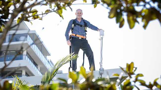 Mulpha head of developments, Tim Spencer, with one of the 15 environmental sensors used at Norwest.