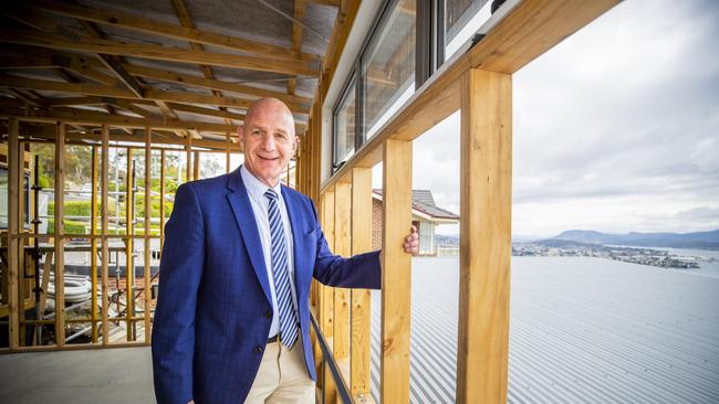 New Tasmanian Premier Peter Gutwein out on a Sandy Bay building site. Picture: RICHARD JUPE