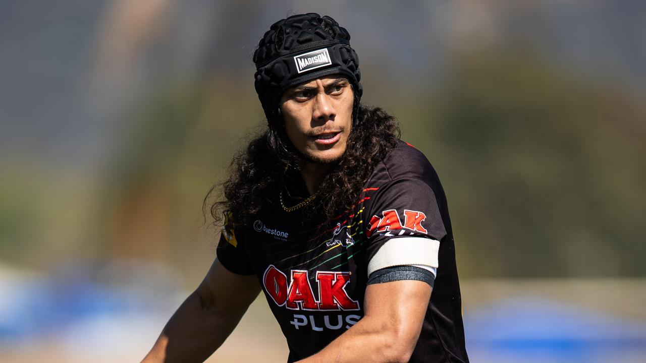 Jarome Luai had plenty of strapping on his shoulder but is expected to play. Picture: Jake Hunter