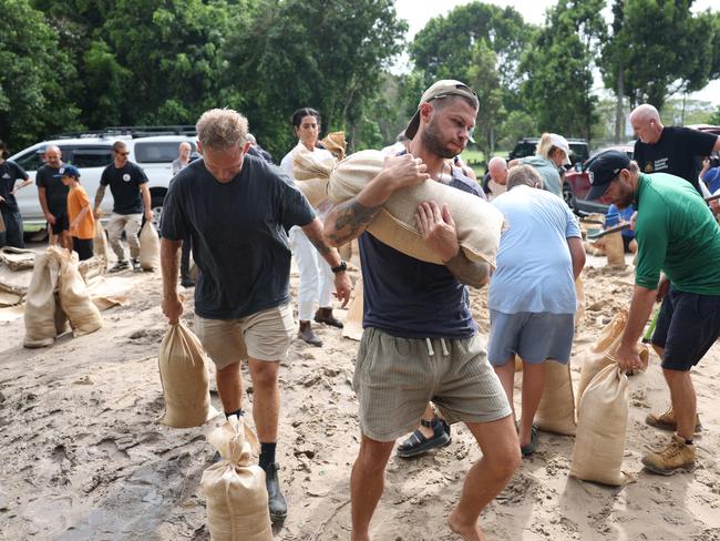 Residents are preparing, filling sandbags so they can protect their homes in Byron Bay. Picture: Rohan Kelly