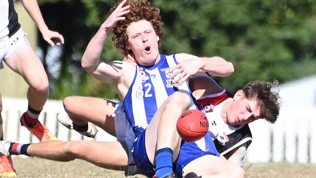 The image that said everything about the derby game between Morningside and Mt Gravatt. Mt Gravatt player Rafe Priestley Picture, John Gass