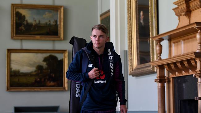 England all-rounder Sam Curran walks through the Long Room at Lord’s. Picture: Getty Images