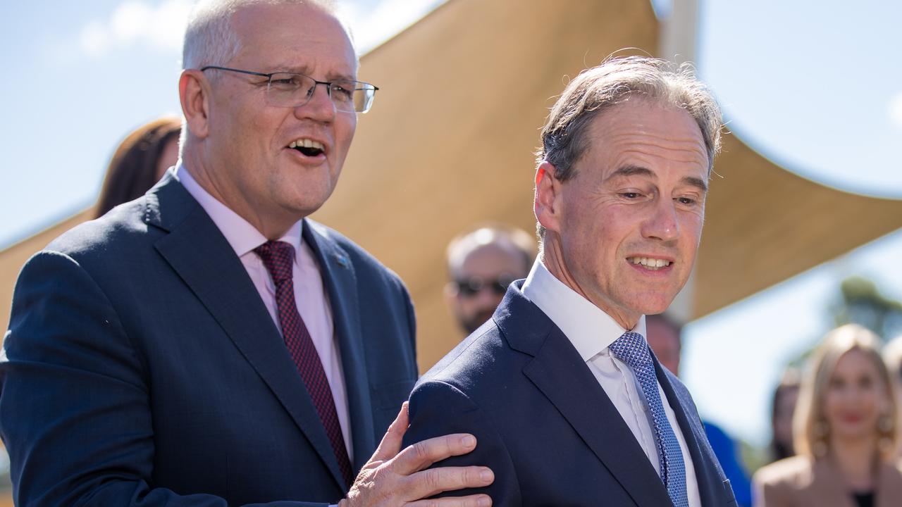 Scott Morrison with the then Health Minister Greg Hunt. Picture: Jason Edwards