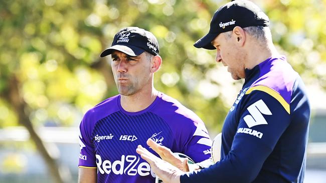 Cameron Smith with Jason Ryles at Storm training.