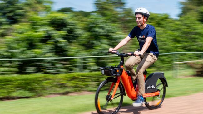 Neuron Mobility’s Richard Hannah on one of the new eBikes. Picture: Che Chorley