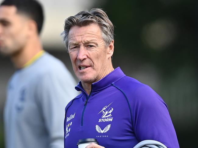 MELBOURNE, AUSTRALIA - APRIL 27: Craig Bellamy the coach of the Storm arrives for training during a Melbourne Storm NRL training session at Gosch's Paddock on April 27, 2021 in Melbourne, Australia. (Photo by Quinn Rooney/Getty Images)