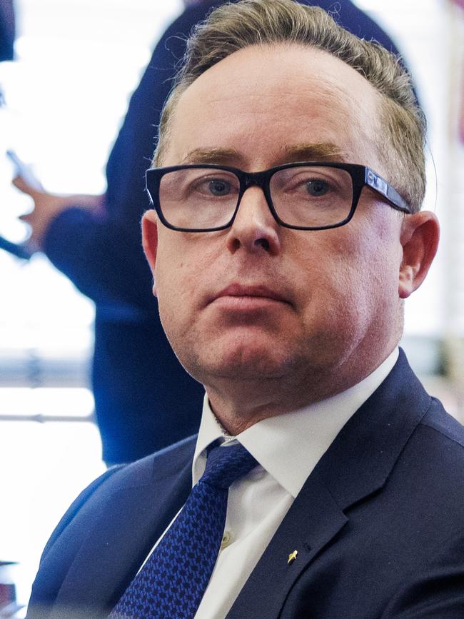 Qantas CEO Alan Joyce during a senate hearing. Picture NCA NewsWire