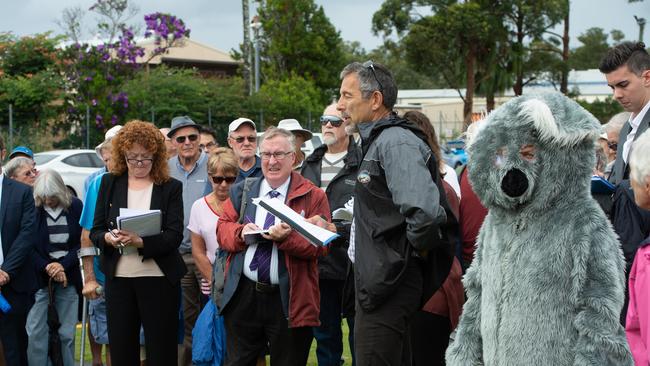 IN SESSION: A large crowd gathered for the on-site Land and Environment Court conciliation on April 30 this year.