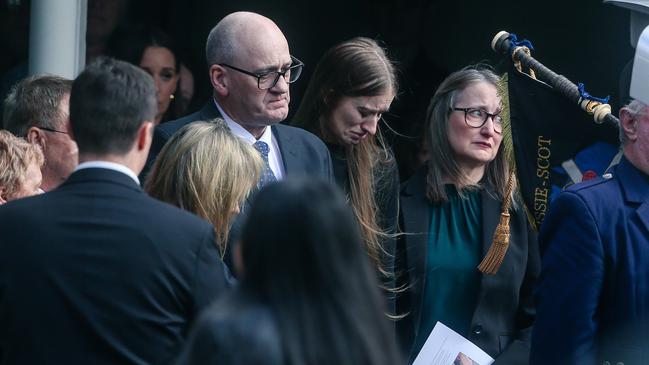 Family and friends at the funeral service for Matthew Berry at Tamborine Mountain Presbyterian Church. Picture: Glenn Campbell.