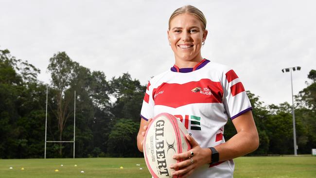 Nambour womens rugby union captain, Megan Prinsloo, who has been invited to train with the 2023 Queensland Reds Super Womens Squad in Brisbane. Picture: Patrick Woods.