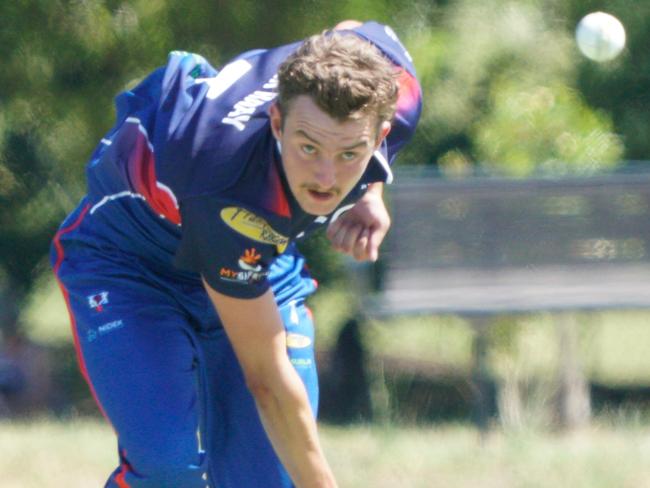 MPCA cricket: Long Island v Seaford Tigers at Ballam Park East Oval. Long Island bowler Harry Van Raay. Picture: Valeriu Campan