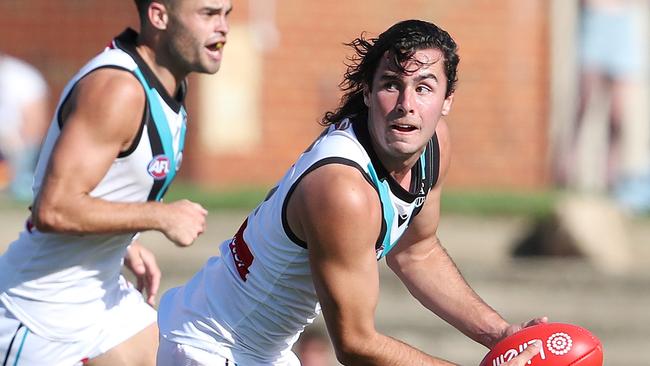 Josh Sinn is hoping to push into Port Adelaide’s best 22. Picture: Sarah Reed/AFL Photos via Getty Images