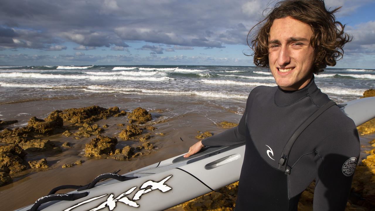 St Joseph's Year 12 student and Torquay SLSC member Harris Henderson, 17, has been chosen to represent Victoria to compete against Los Angeles Lifeguards in mid-July. Picture: Mike Dugdale