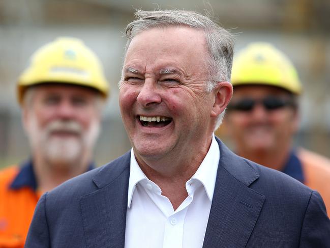 Opposition leader Anthony Albanese speaking at a press conference at the Tomago Aluminium Smelter in the Hunter Valley. Jane Dempster/The Australian.