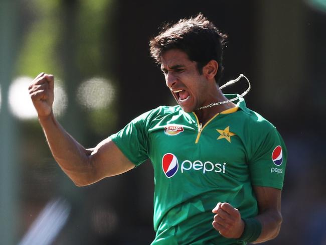 Hassan Ali celebrates a wicket during an ODI against Australia. Picture: Brett Costello