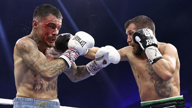 George Kambosos (left) was outclassed by Vasyl Lomachenko in the world-title bout in May.