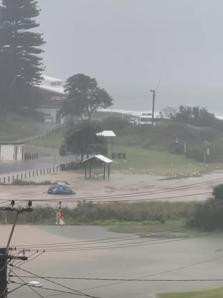 The car floated down floodwaters. Picture: Facebook