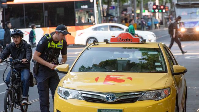 Taxi drivers weren’t immune to attention from police either. Picture: Jason Edwards