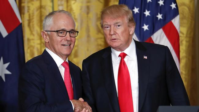 Malcolm Turnbull and Donald Trump in Washington. Picture: AP