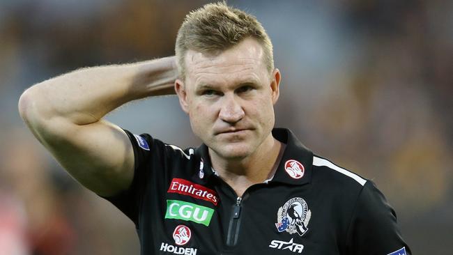 The pressure is on Collingwood coach Nathan Buckley to play finals this year. Picture: Michael Klein