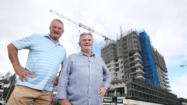 Kirra locals Greg Thurbon, a retired police Detective sergeant, and local dentist Anthony Nest are among residents who are keen for the Kirra Beach Hotel development to go ahead despite a community campaign to stop it. Picture Glenn Hampson