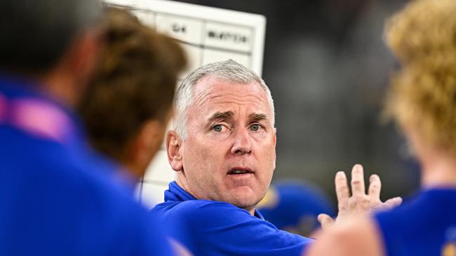 Adam Simpson is ‘ageing before our eyes’. Photo by Daniel Carson/AFL Photos via Getty Images