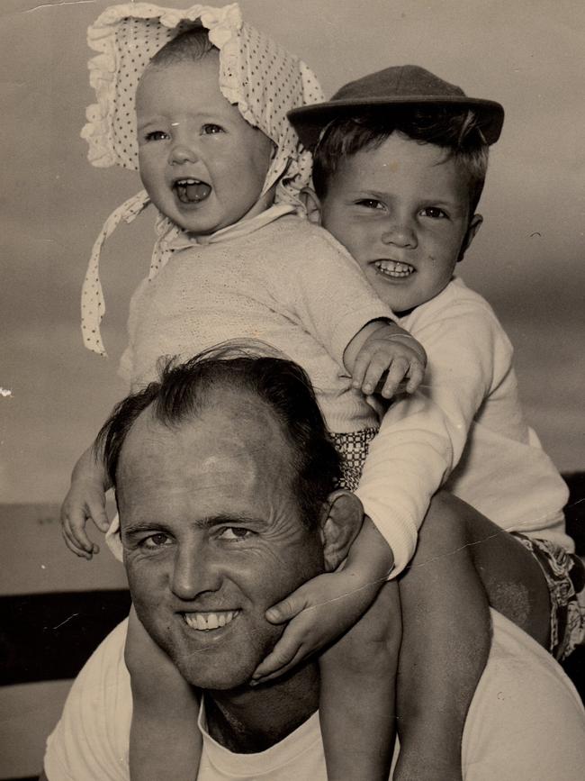 Neville Brough in his younger years with his children. Photo: Supplied. 