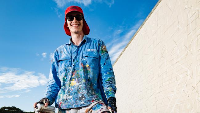 Artist Caleb Dude in Winnellie, where he will be painting in the 2025 Darwin Street Art Festival. Picture: Charlie Bliss / Supplied