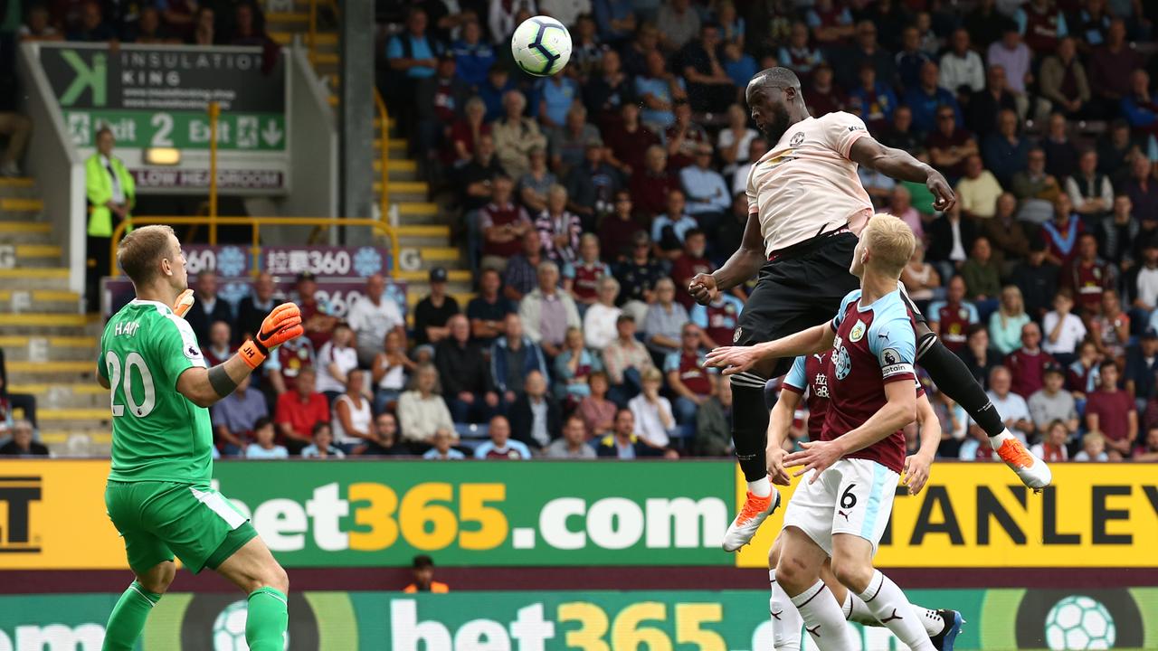 Romelu Lukaku of Manchester United scores his team's first goal past Joe Hart of Burnley. Picture: Getty Images