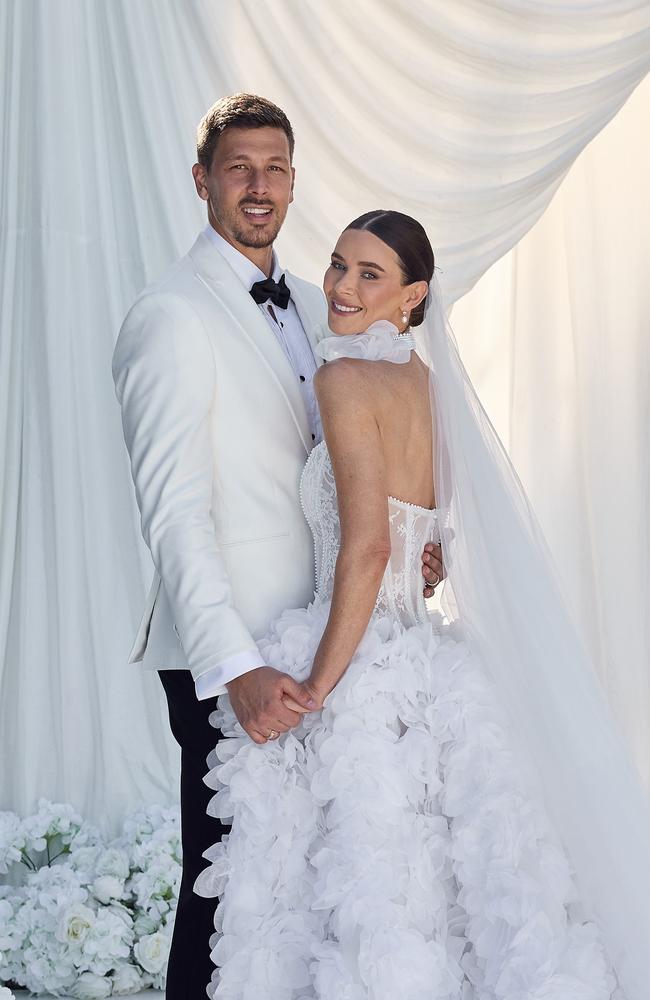Hockley wore a custom Steven Khalil dress with a matching neck piece. Picture: Instagram/brittany_hockley