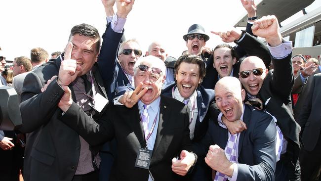 Melbourne Cup Day Races at Flemington Racecourse. Race 7. Melbourne Cup over 3200 metres. Connections after winning the cup with Prince of Penzance.Picture: Andrew Tauber Tuesday November 3, 2015. Melbourne, Australia. MelbourneCup15