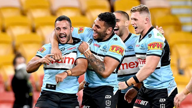 The Sharks move back into eighth spot on the ladder and remain in the hunt to play finals football in 2021. Picture: Getty Images.