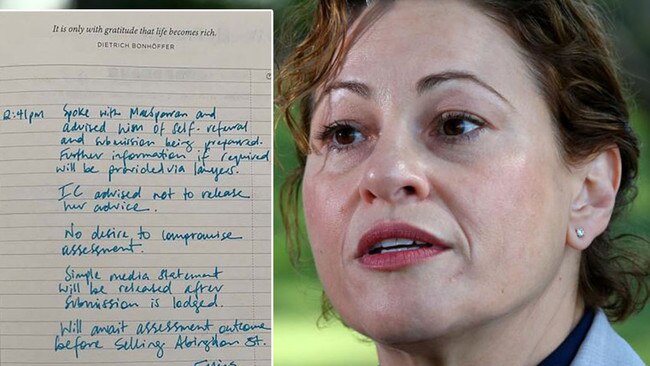 Queensland's embattled Deputy Premier Jackie Trad has publicly released a diary note detailing her "unwise" and "unusual" Sunday phone call to the boss of the state's corruption watchdog