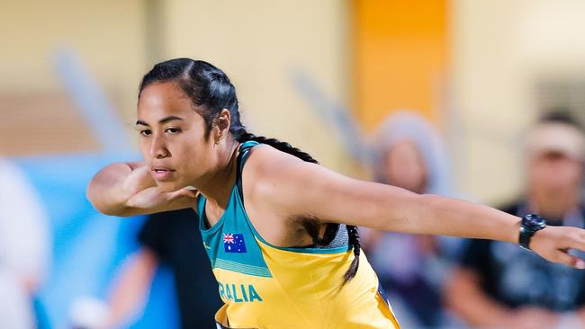 Lyvante Su’emai at the 2019 Oceania Champs in Townsville, competing in under 18 shot put event.