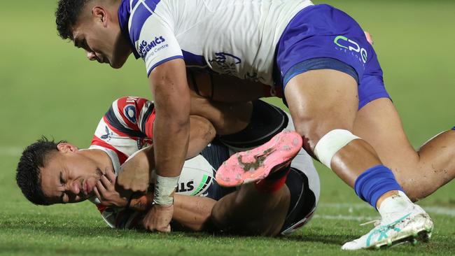 It was a tough night for SuperCoaches with Roosters player Junior Pauga. Photo by Scott Gardiner/Getty Images