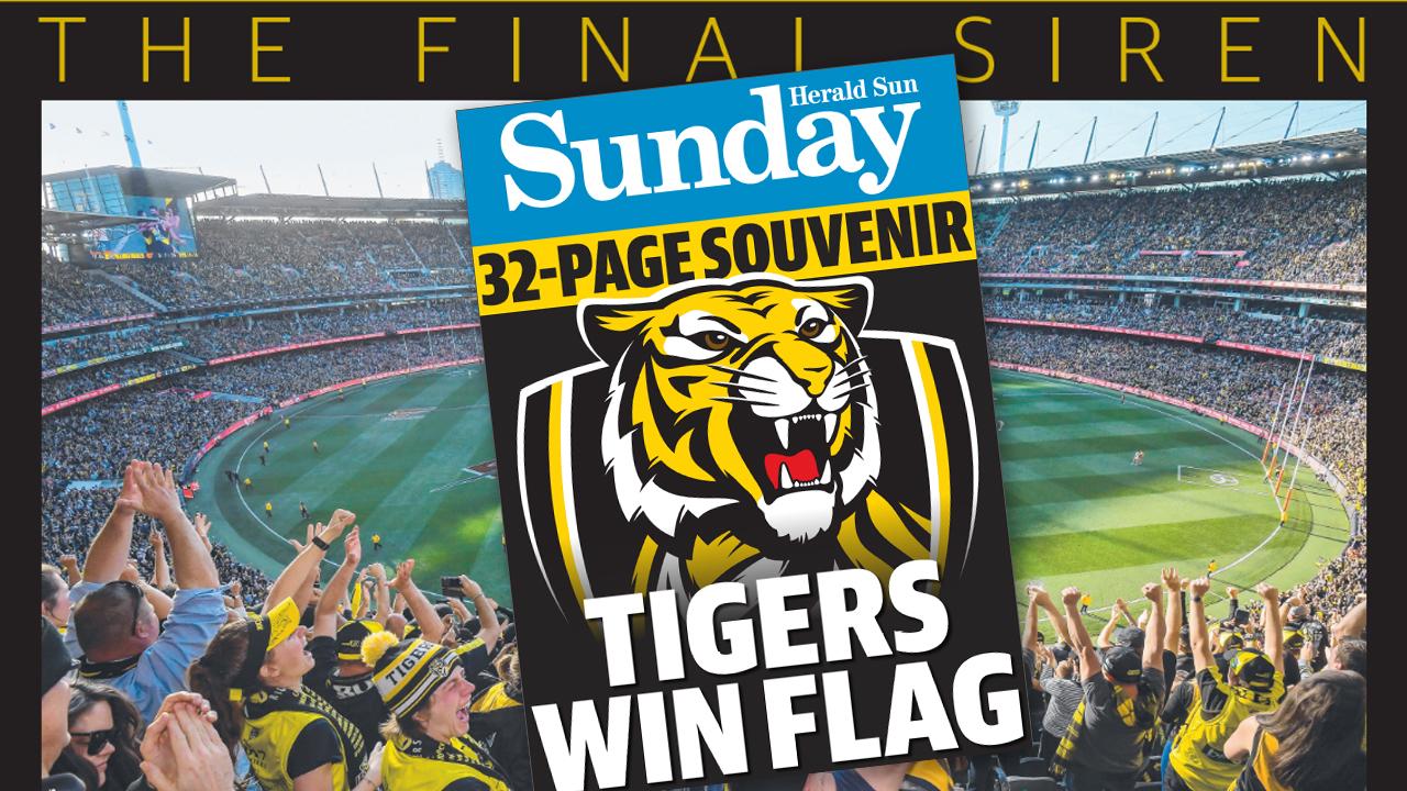 Richmond Tigers AFL 2020 Grand Finalist Herald Sun Double Sided Poster 