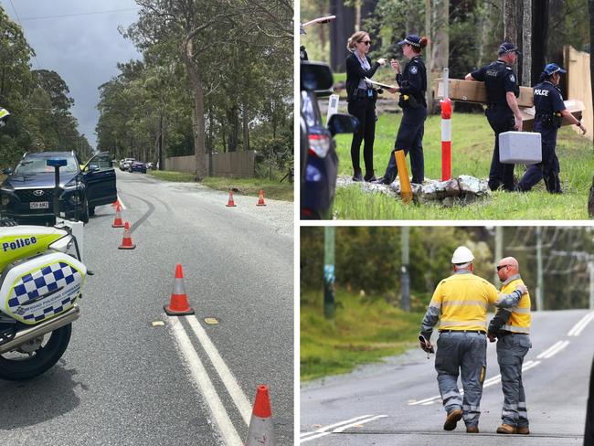 A man has died after being mauled by multiple dogs in the front yard of a Queensland home, with a street shut down and a crime scene declared.