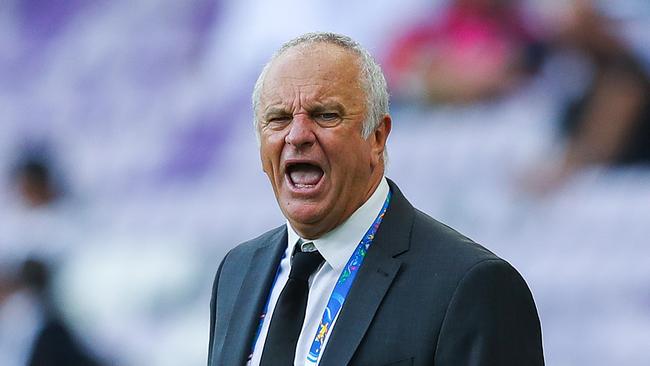 AL AIN, UNITED ARAB EMIRATES - JANUARY 06: Head coach Graham Arnold of Australia reacts during the AFC Asian Cup Group B match between Australia and Jordan at Hazza Bin Zayed Stadium on January 06, 2019 in Al Ain, United Arab Emirates. (Photo by Francois Nel/Getty Images)