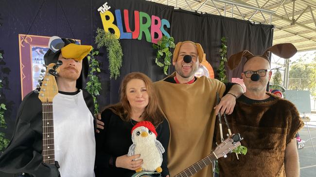 The Blurbs band after performing a Book Week concert at Strathfieldsaye Primary School: Sam Miles-Forbes, Min Miles, Josh DeAraugo and Sean Forbes. Picture: Julieanne Strachan