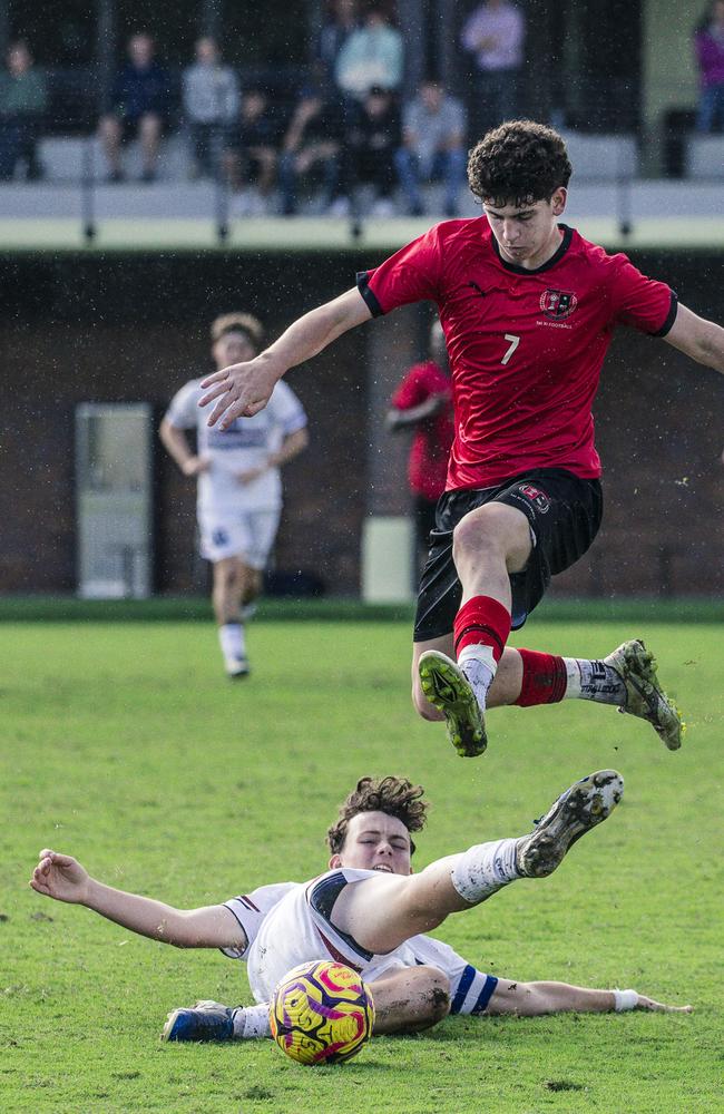 GPS Football as TSS V Gregory Terrace on the Village Green, Southport. Picture: Glenn Campbell