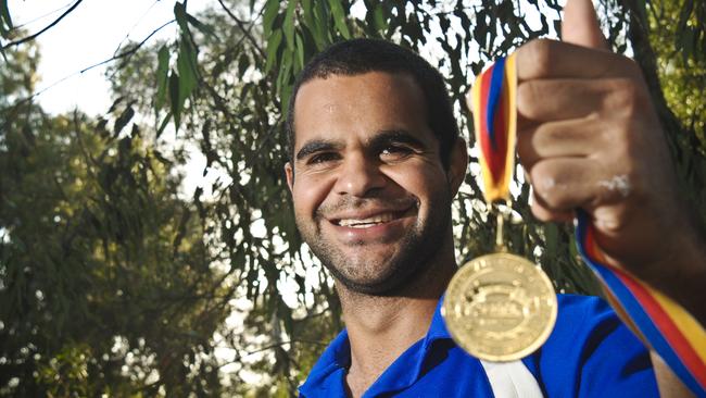 Stengle after winning the division one best and fairest medal in 2011 while playing for Gepps Cross.